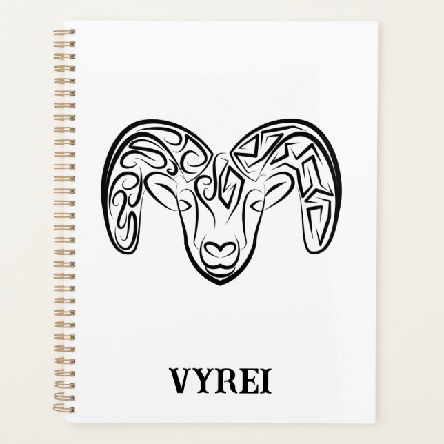 Agenda Cabra/oveja tribal negra y blanca (Anverso)