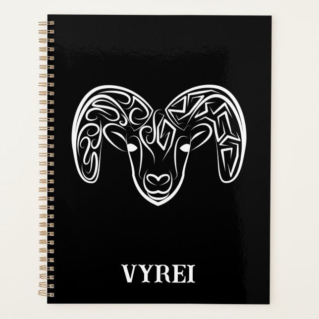 Agenda Cabra/oveja tribal negra y blanca (Anverso)