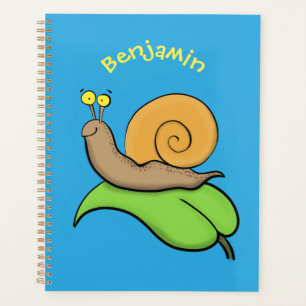 Agenda Caca, caracol feliz en un ilustracion personalizad