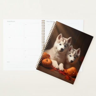 Agenda Cachorro Husky Siberiano Delicia de Otoño Calabaza