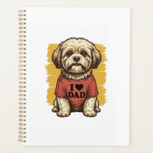 Agenda Cachorro Lindo Amo Papá Grabado Antiguo Diseño Vec