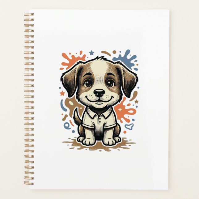 Agenda Cachorro Lindo Salpicadura Grabado Diseño Vectoria (Anverso)