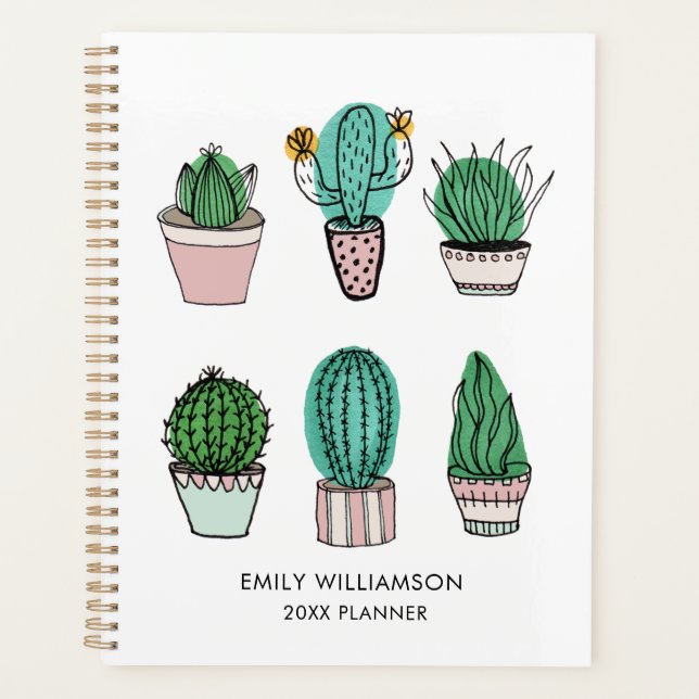 Agenda Cacti suculents ilustracion nombre personalizado (Anverso)