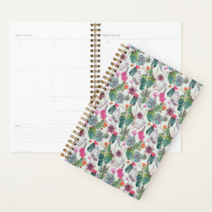 Agenda Cactus de acuarela Boho exótico y patrón suculen