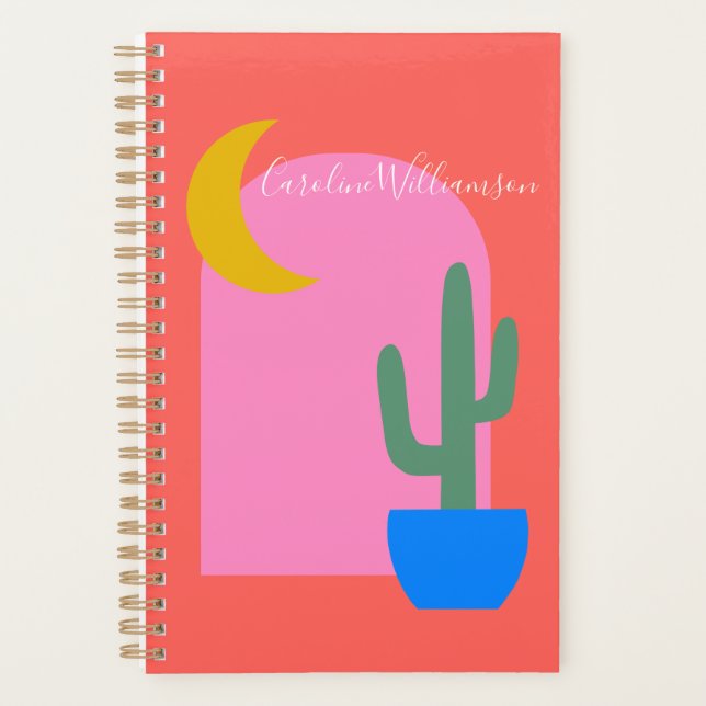 Agenda Cactus del desierto colorido y juguetón personaliz (Anverso)