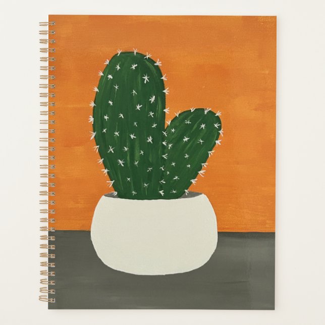 Agenda Cactus postizas de acrílico gris y naranja (Anverso)