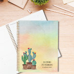 Agenda Cactus Southwest Desert Cacti Succulti Personaliza<br><div class="desc">Este colorido planificador está decorado con cactus y un fondo acuático. Personalizable fácil con tu nombre y año. Utilice la opción Personalizar adicional para cambiar el tamaño,  estilo o color del texto. Acuarela original © Michele Davies.</div>