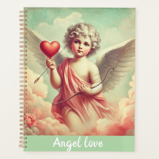 Agenda caderno personalizado anjo cupido com coração  (Anverso)