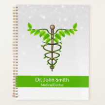 Caduceo Alternativo Hojas Verdes Blancas Médicas