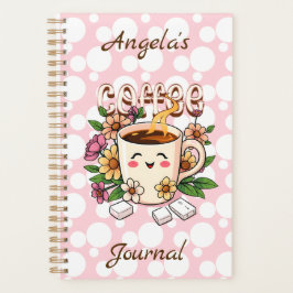 Agenda Café Kawaii retro y flores personalizadas