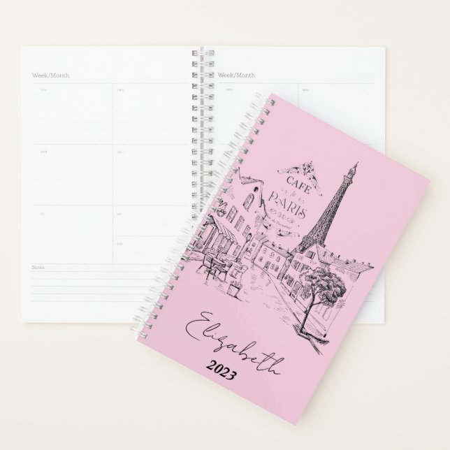 Agenda Cafe Paris personalizado, año personalizado (Demostración)