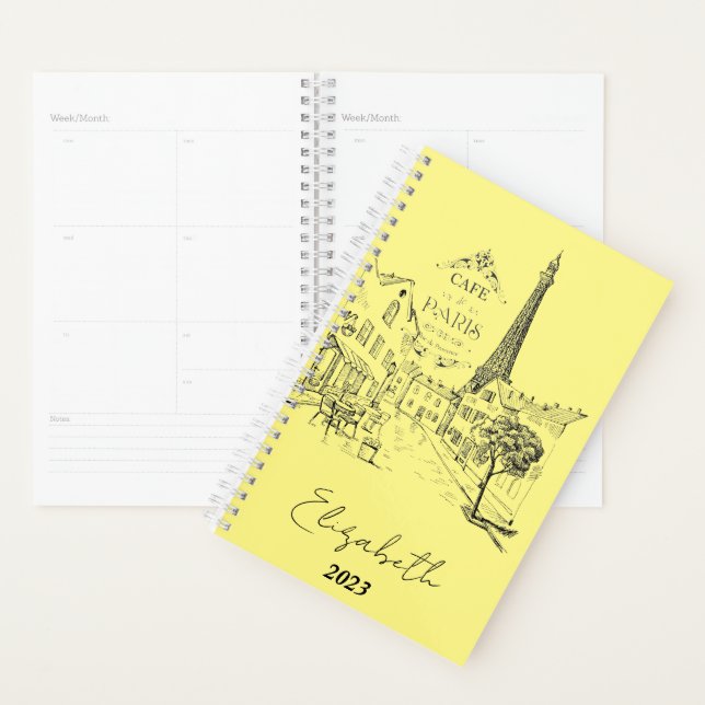Agenda Cafe Paris personalizado, año personalizado (Demostración)