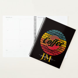 Agenda Café personalizado puesta de sol retro
