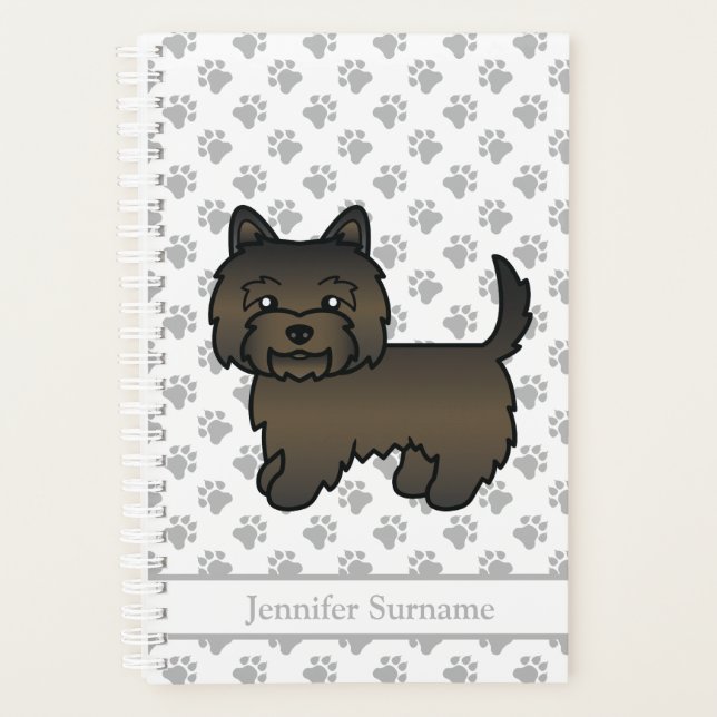 Agenda Cairn Terrier Atigrado Oscuro Perro de Dibujos Ani (Anverso)
