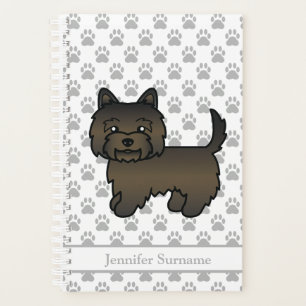 Agenda Cairn Terrier Brindle Oscuro Perro Lindo & Nombre