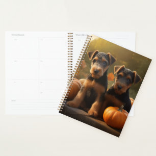 Agenda Calabaza deslumbrante Airedale Puppy Autumn