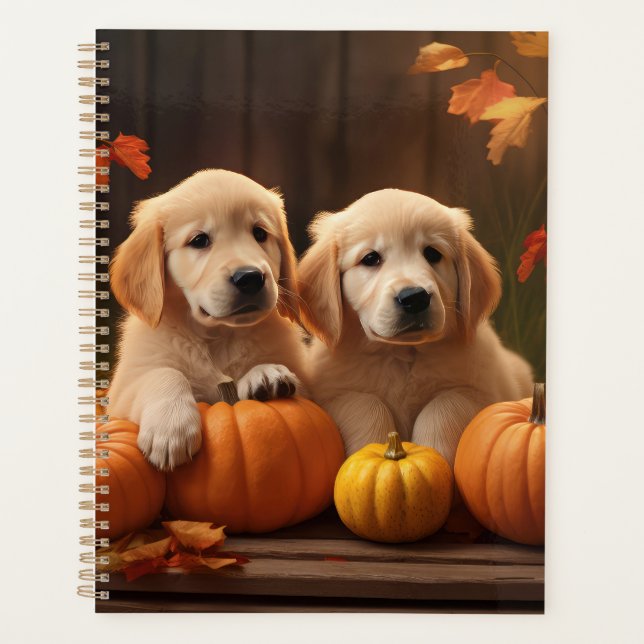 Agenda Calabaza deslumbrante de otoño de Golden Retriever (Anverso)