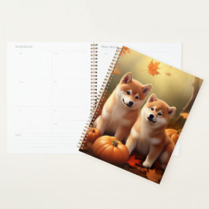 Agenda Calabaza deslumbrante Shiba Inu Puppy Otoño