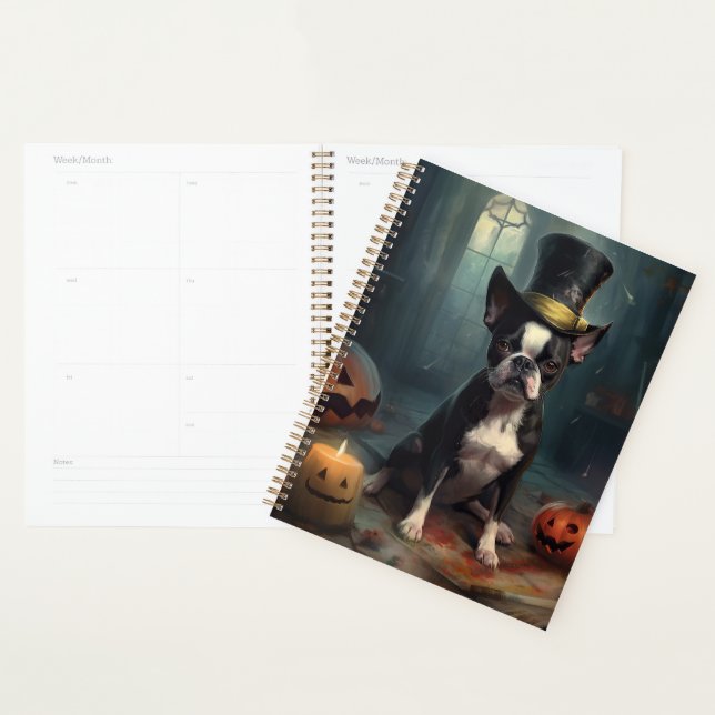 Agenda Calabazas de Boston Terrier Halloween de Terror (Demostración)