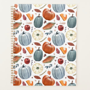 Agenda Calabazas de otoño y patrón de hojas de otoño