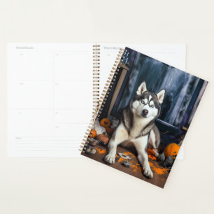 Agenda Calabazas Siberian Husky Halloween Asustadizas