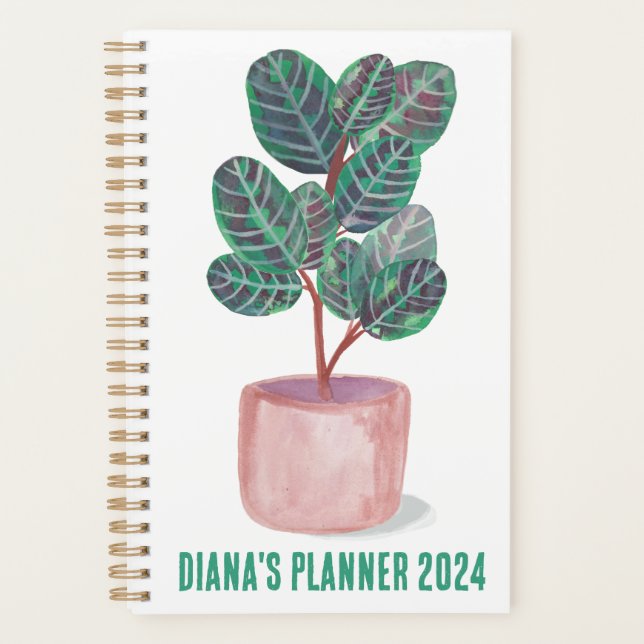 Agenda Calathea Prayer Planta acuarela PERSONALIZADO de p (Anverso)