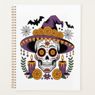 Agenda Calavera con sombrero de bruja Vector de Halloween
