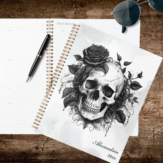 Agenda Calavera gótica y rosas negras (Subido por el creador)