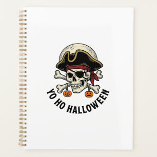 Agenda Calavera Pirata Halloween Grabado Vintage Camiseta