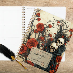 Agenda Calaveras góticas y rosas