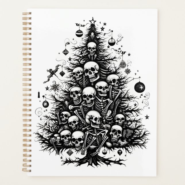 Agenda Calaveras y huesos del árbol de Navidad negro (Anverso)