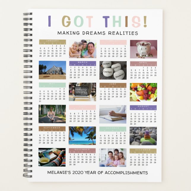 Agenda Calendario 2020 Obtuve estas fotos personalizadas  (Anverso)