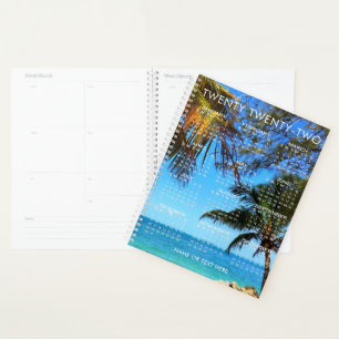 Agenda Calendario 2022 Playa tropical o tu foto texto