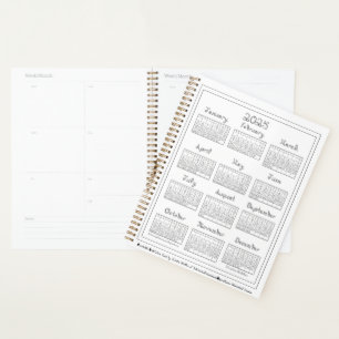 Agenda Calendario 2025 Tela Gris Plateado Fuente