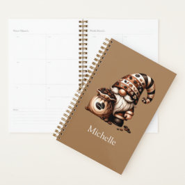 Agenda Calendario Anual Monograma Nombre Año Gnomo Café M