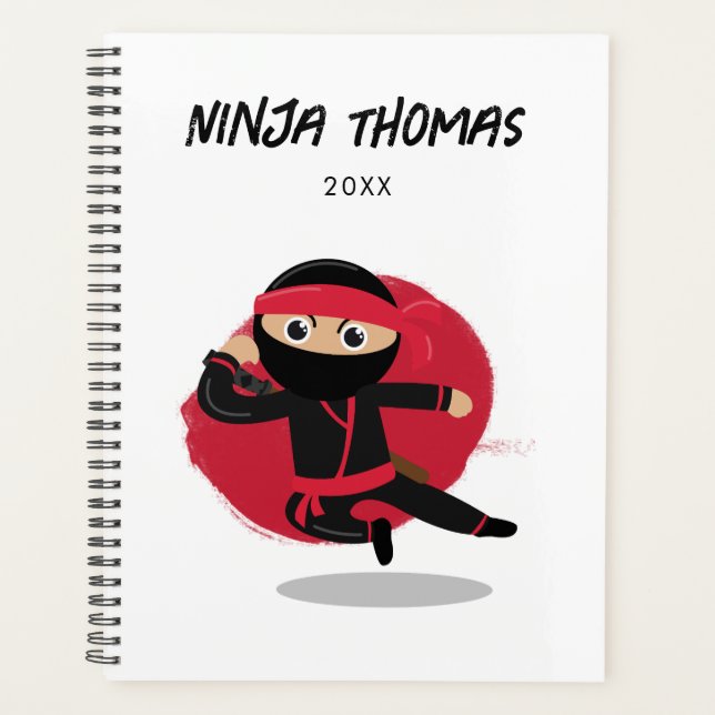 Agenda Calendario Cute Ninja de Guerrero de Niños Negros  (Anverso)