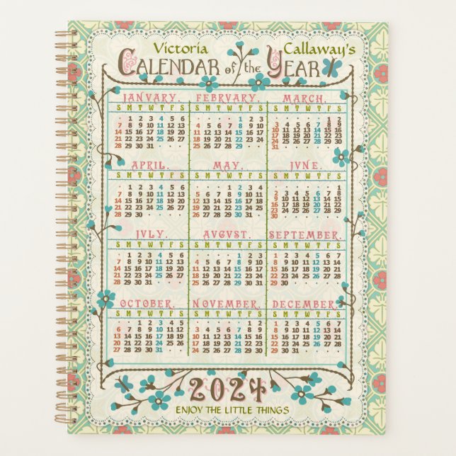 Agenda Calendario de 2024 Años: Art Nouveau victoriano |  (Anverso)