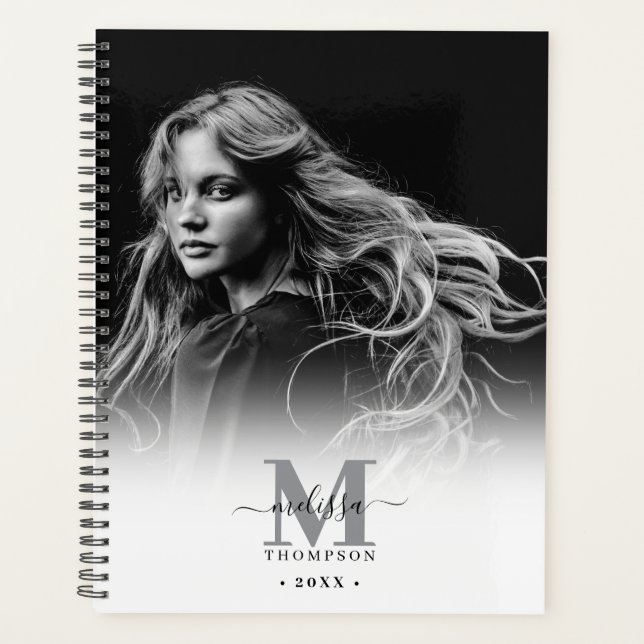 Agenda Calendario de artistas blancos negros monogramado (Anverso)
