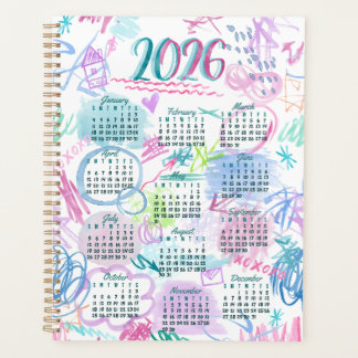 Agenda Calendario de garabatos de color de agua