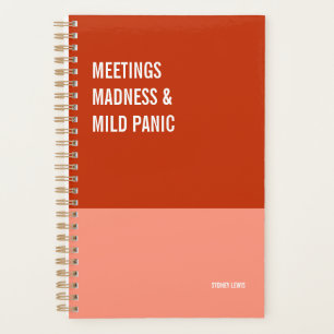 Agenda Calendario diario de locura en las reuniones y pán
