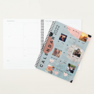 Agenda Calendario elegante de foto personalizada de azul