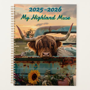 Agenda Calendario personalizable de vaca de Highland rúst