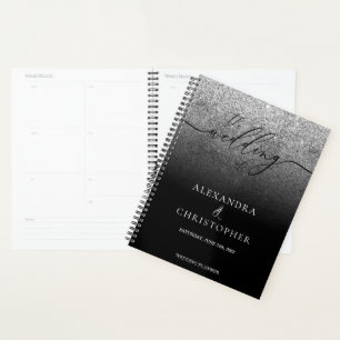 Agenda Caligrafía del Boda purpurina Silver SPARK