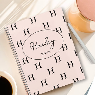 Agenda Caligrafía del patrón de monograma Giro Nombre Rub