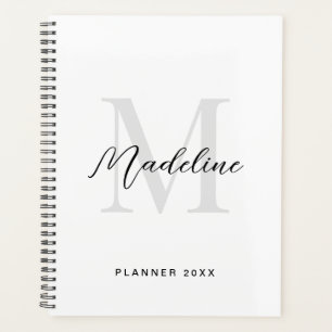 Agenda Caligrafía mínima del guión Monograma blanco negro