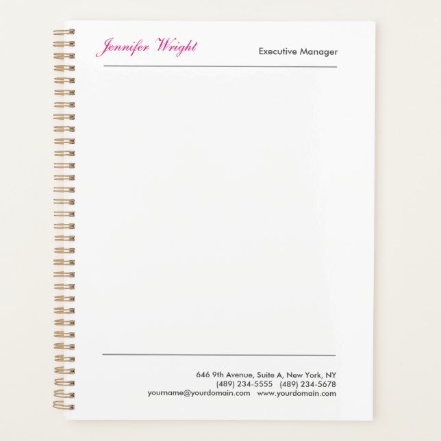 Agenda Caligrafía profesional minimalista y elegante (Anverso)