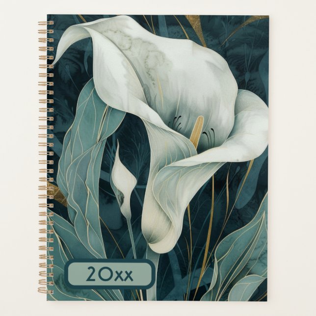 Agenda Calla Lily 20XX Planner Watercolor clásico de espi (Anverso)