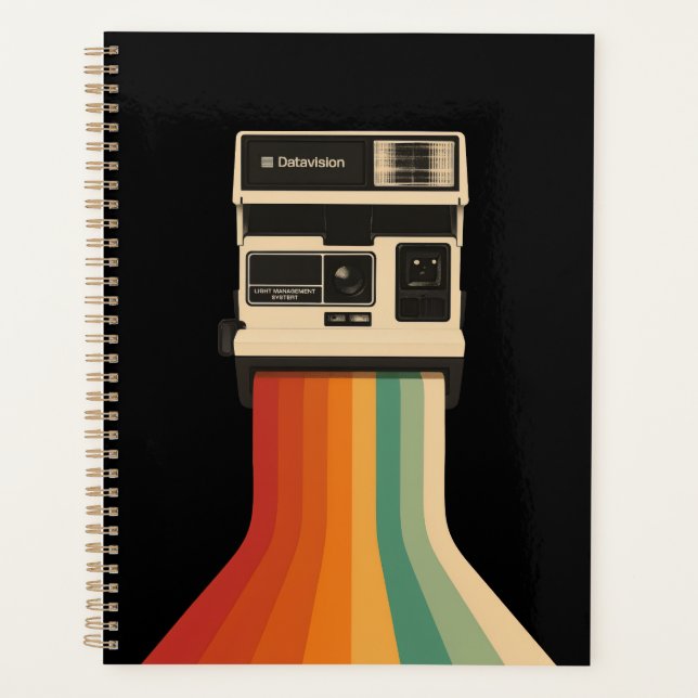 Agenda Cámara Retro con Impresión de Arcoíris (Anverso)