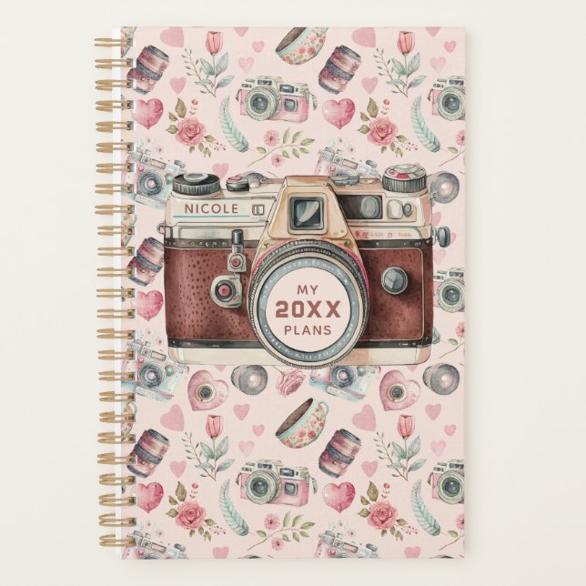 Agenda Cámara rosa de vintage (Anverso)