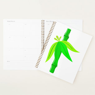 Agenda Caminata verde de bambú con hojas tropicales